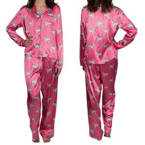 MARY SQUARE Pajamas Set Long Sleeve Long Legs Tiger Pattern Pink White Size M